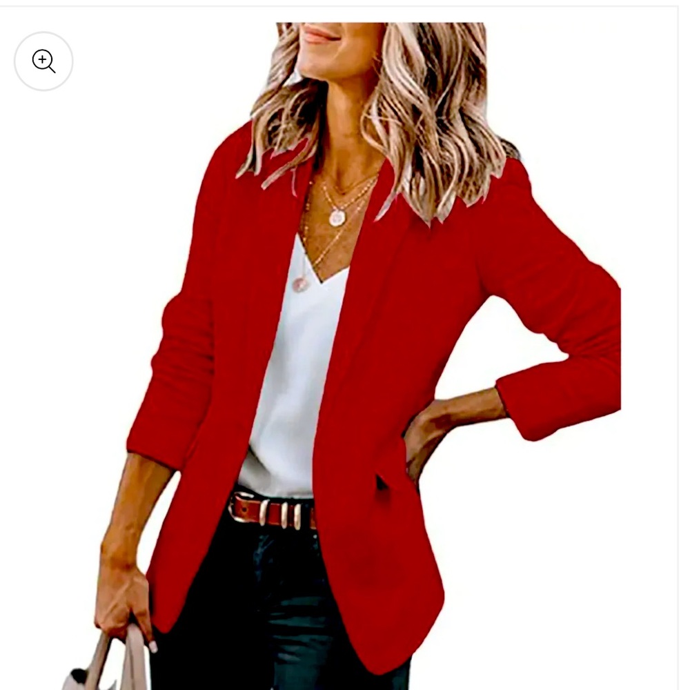 Doe & Rae Vibrant Red Blazer
